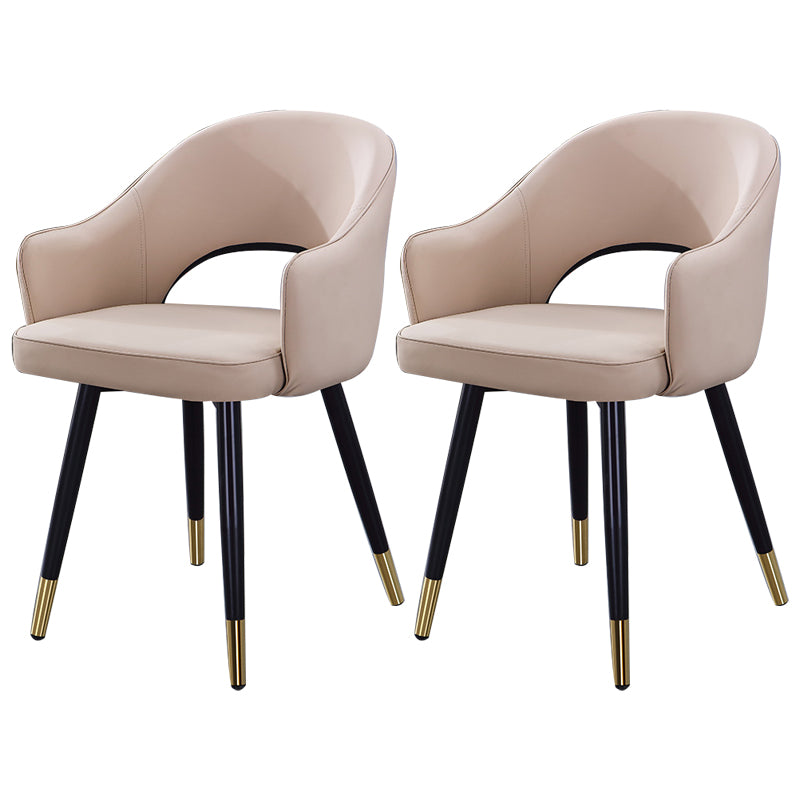 Inicio Sillón escandinavo Silla tapizada de comedor de metal con respaldo abierto