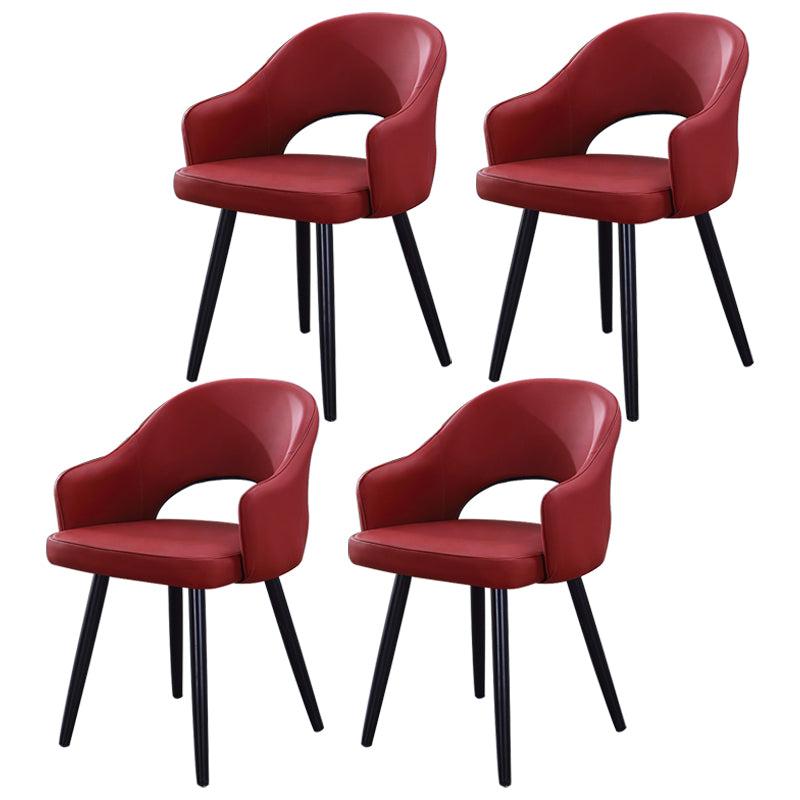 Inicio Sillón escandinavo Silla tapizada de comedor de metal con respaldo abierto