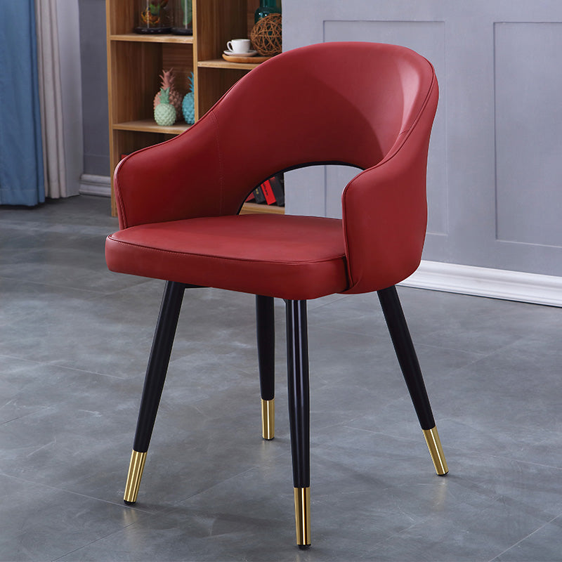 Inicio Sillón escandinavo Silla tapizada de comedor de metal con respaldo abierto