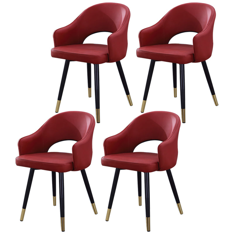 Inicio Sillón escandinavo Silla tapizada de comedor de metal con respaldo abierto