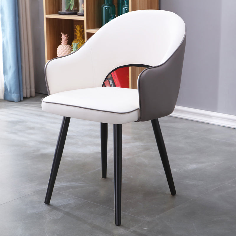 Inicio Sillón escandinavo Silla tapizada de comedor de metal con respaldo abierto