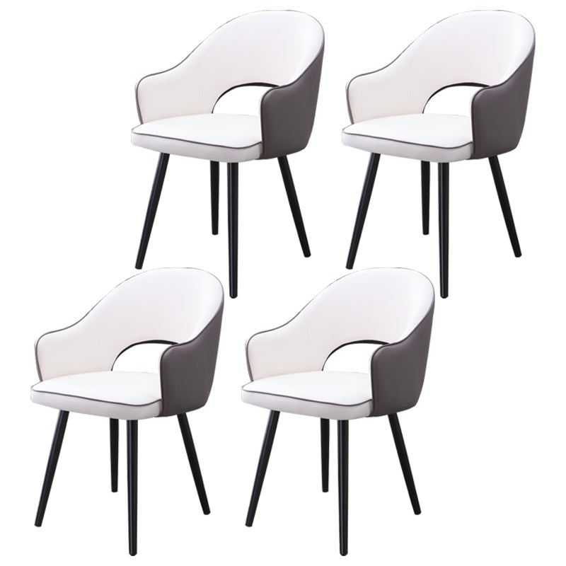 Inicio Sillón escandinavo Silla tapizada de comedor de metal con respaldo abierto