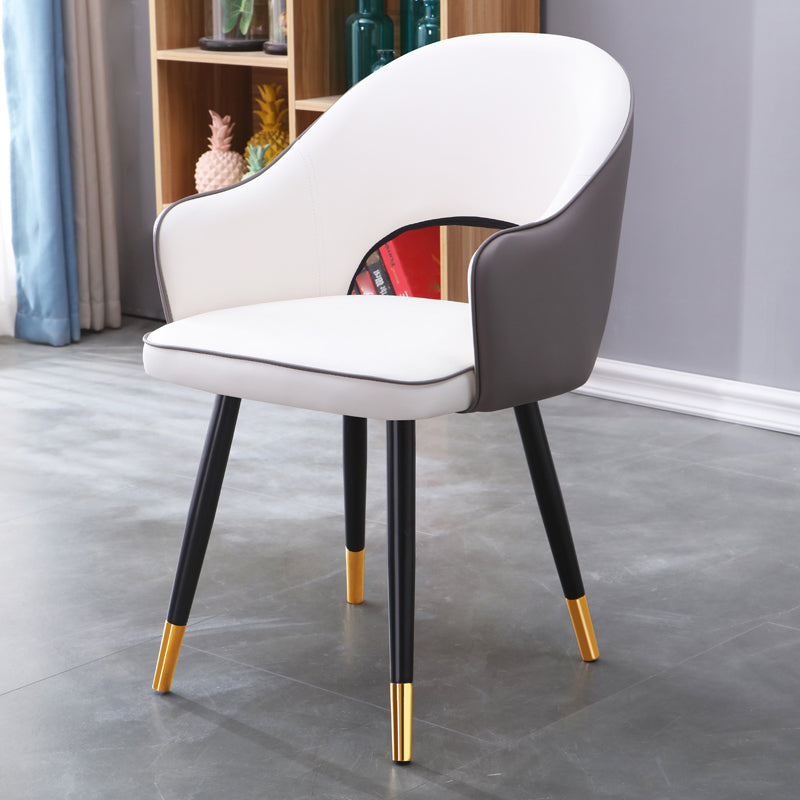 Inicio Sillón escandinavo Silla tapizada de comedor de metal con respaldo abierto