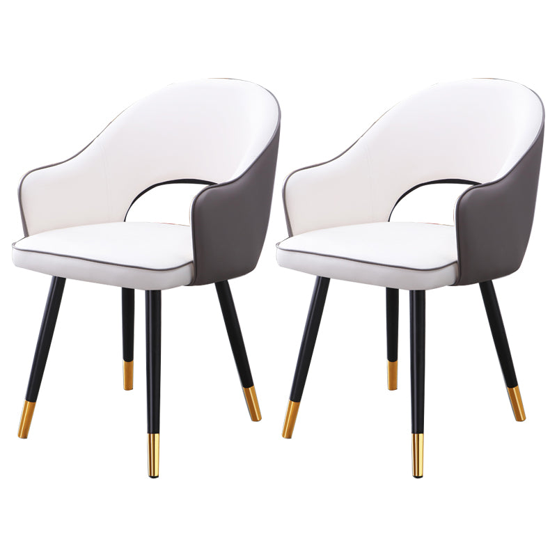 Inicio Sillón escandinavo Silla tapizada de comedor de metal con respaldo abierto