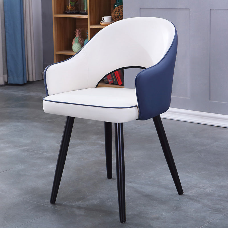 Inicio Sillón escandinavo Silla tapizada de comedor de metal con respaldo abierto