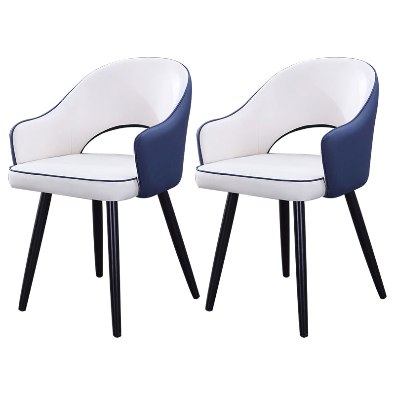 Inicio Sillón escandinavo Silla tapizada de comedor de metal con respaldo abierto