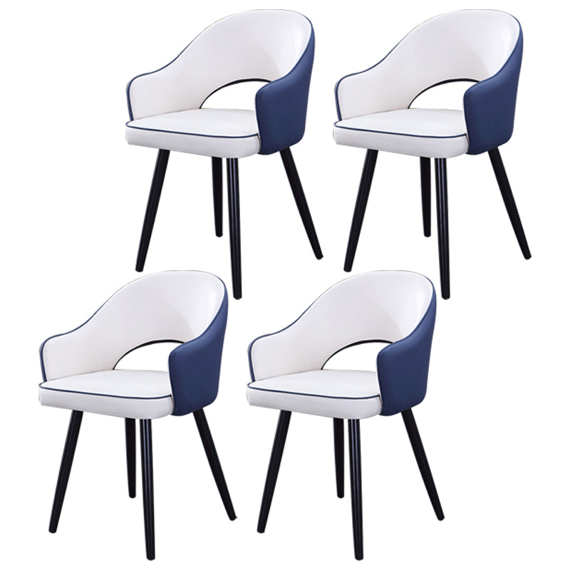 Inicio Sillón escandinavo Silla tapizada de comedor de metal con respaldo abierto