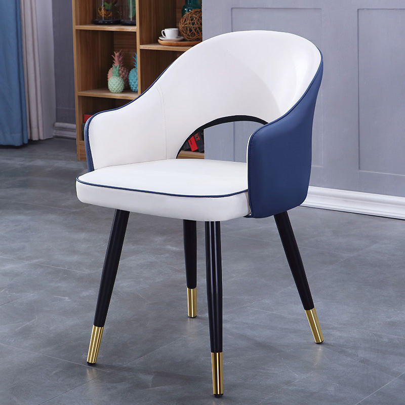 Inicio Sillón escandinavo Silla tapizada de comedor de metal con respaldo abierto