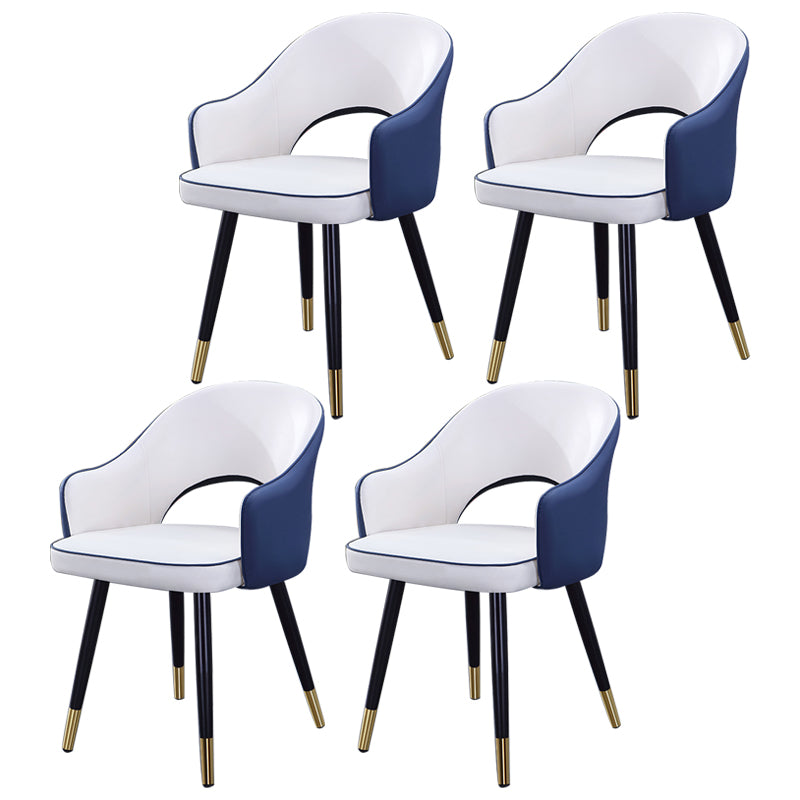 Inicio Sillón escandinavo Silla tapizada de comedor de metal con respaldo abierto