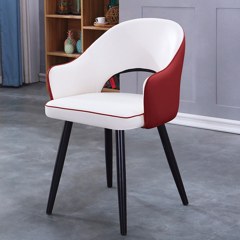 Inicio Sillón escandinavo Silla tapizada de comedor de metal con respaldo abierto