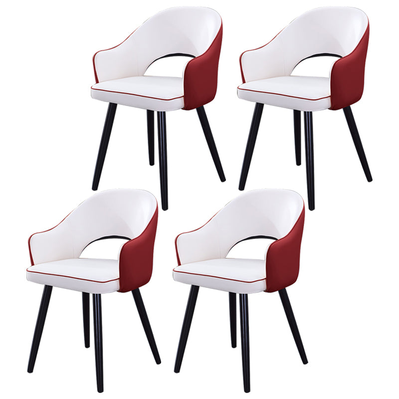 Inicio Sillón escandinavo Silla tapizada de comedor de metal con respaldo abierto