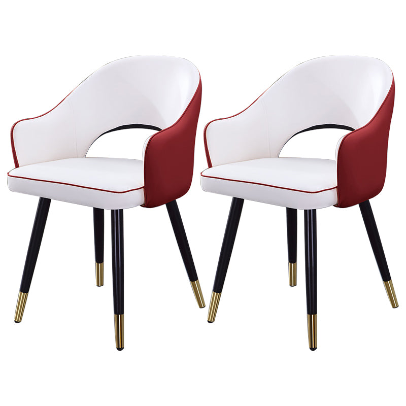 Inicio Sillón escandinavo Silla tapizada de comedor de metal con respaldo abierto