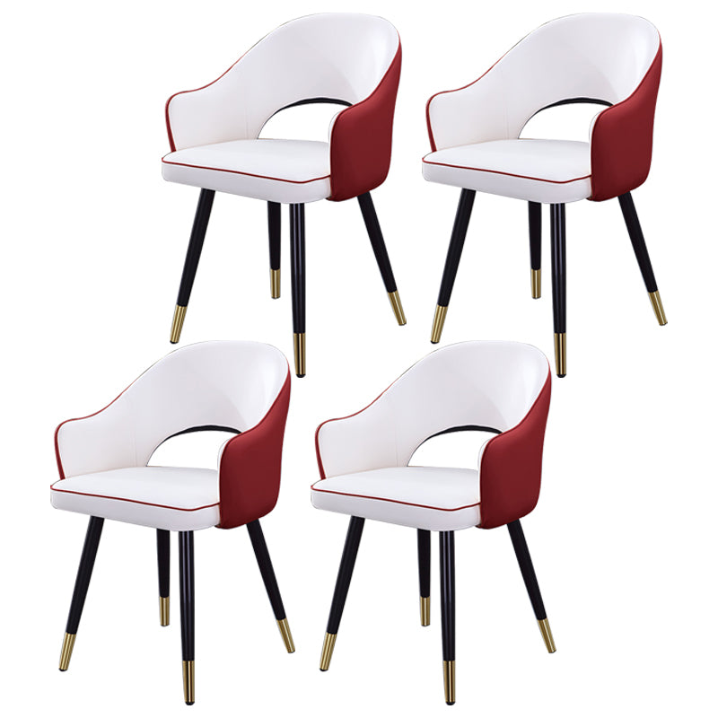 Inicio Sillón escandinavo Silla tapizada de comedor de metal con respaldo abierto