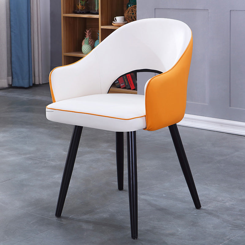 Inicio Sillón escandinavo Silla tapizada de comedor de metal con respaldo abierto