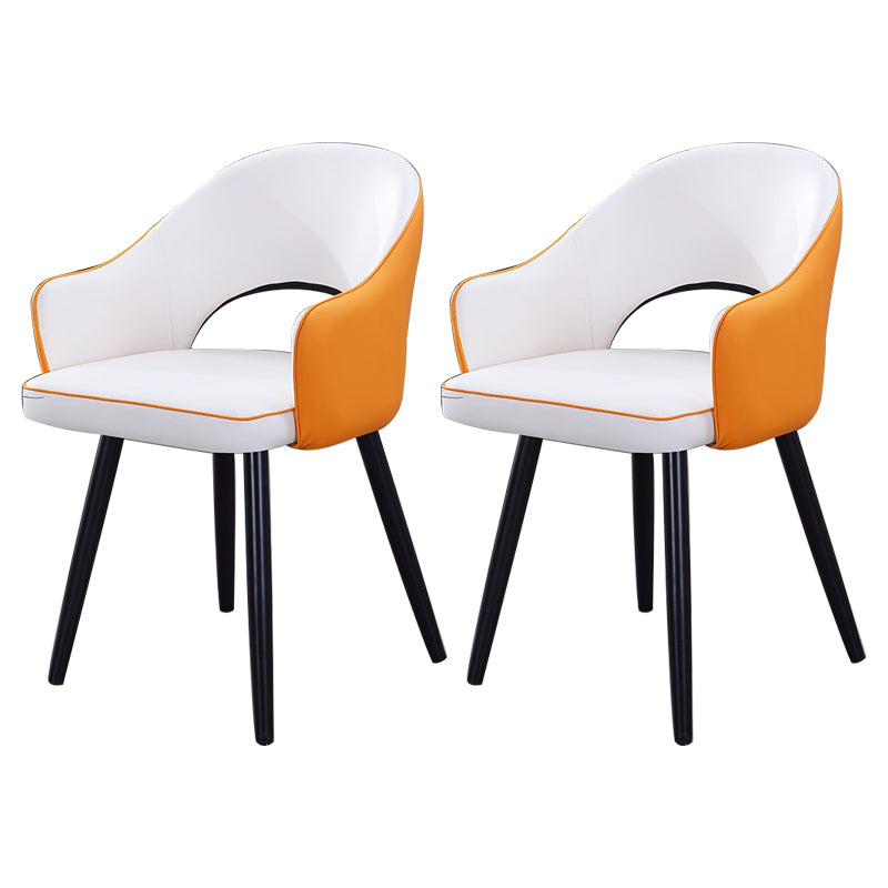 Inicio Sillón escandinavo Silla tapizada de comedor de metal con respaldo abierto