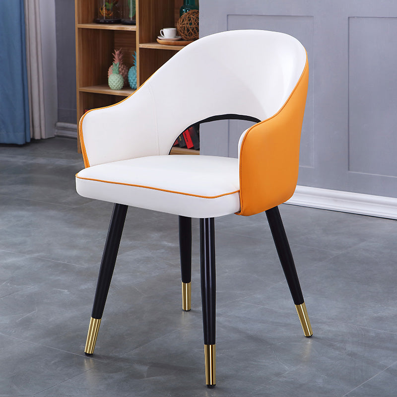 Inicio Sillón escandinavo Silla tapizada de comedor de metal con respaldo abierto