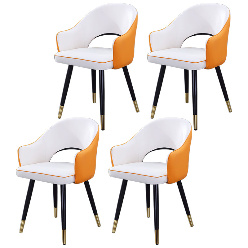 Inicio Sillón escandinavo Silla tapizada de comedor de metal con respaldo abierto