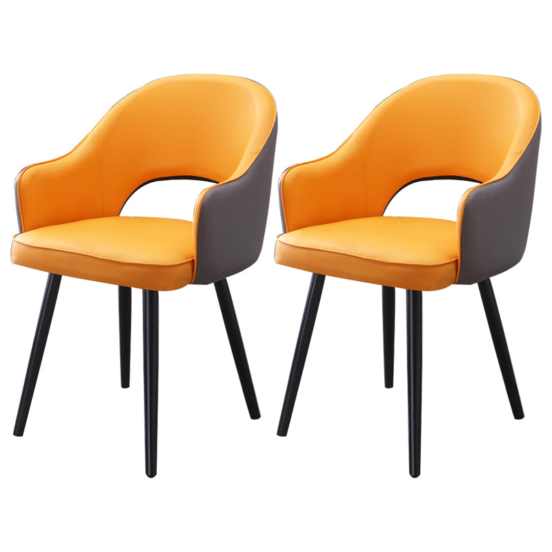 Inicio Sillón escandinavo Silla tapizada de comedor de metal con respaldo abierto