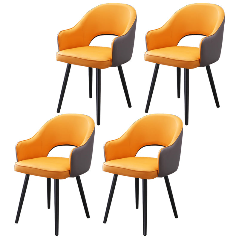 Inicio Sillón escandinavo Silla tapizada de comedor de metal con respaldo abierto