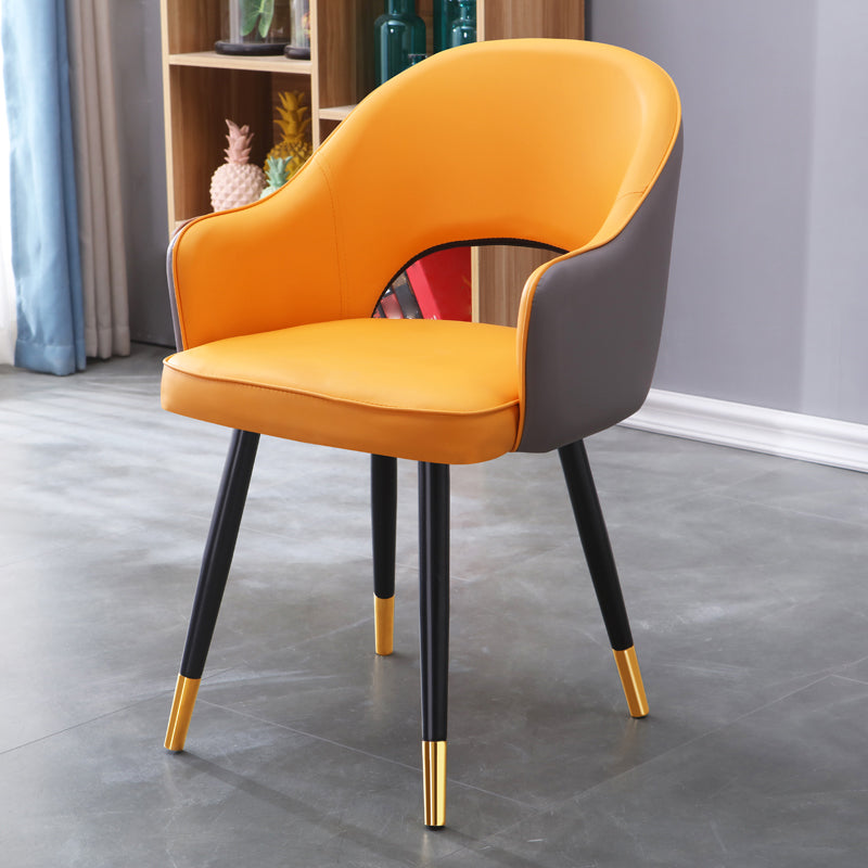 Inicio Sillón escandinavo Silla tapizada de comedor de metal con respaldo abierto