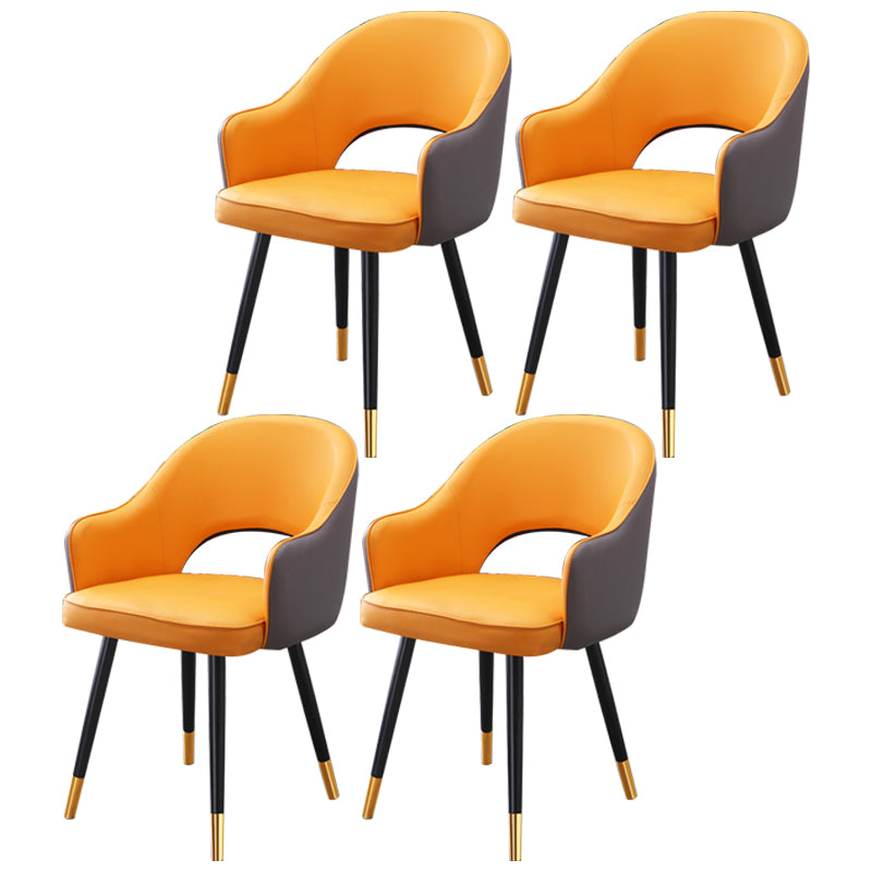 Inicio Sillón escandinavo Silla tapizada de comedor de metal con respaldo abierto