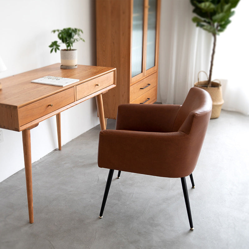 Scandinavian Home Arm Chair Upholstered Parsons Back Metal Single Dining Room Chair