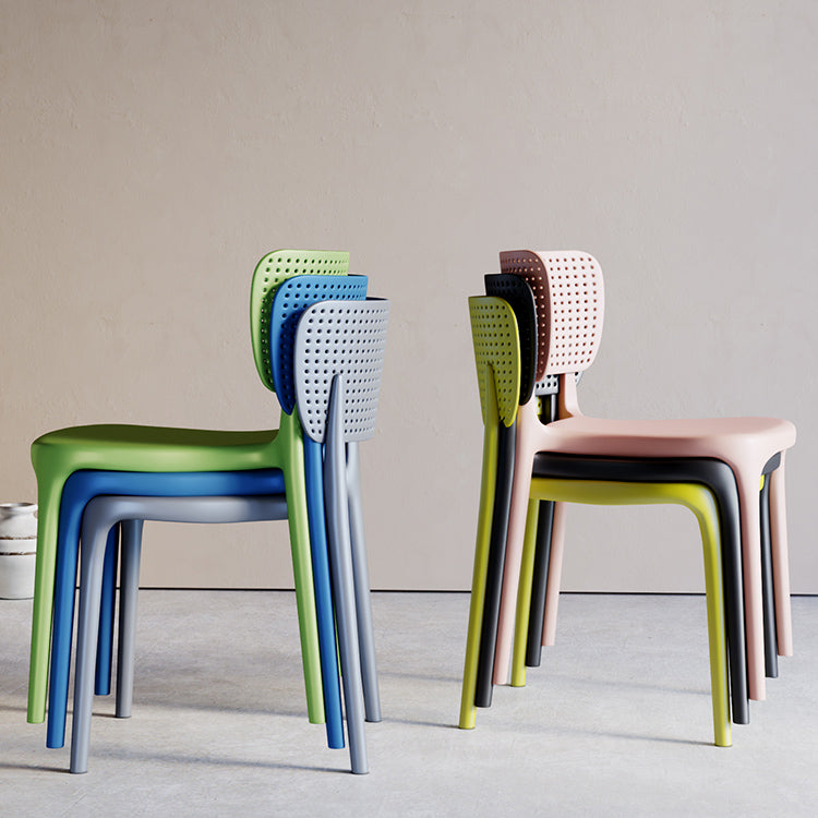 Silla lateral de plástico moderna para interiores y exteriores, silla de comedor con respaldo abierto sin brazos