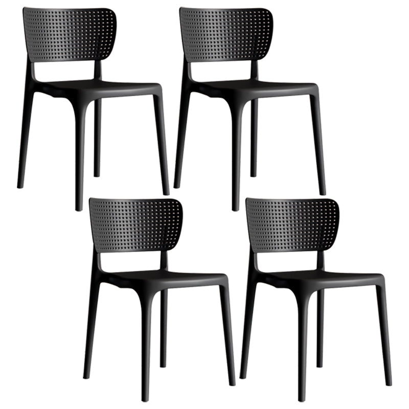 Silla lateral de plástico moderna para interiores y exteriores, silla de comedor con respaldo abierto sin brazos