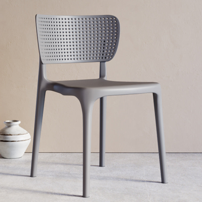 Chaise d'appoint en plastique intérieure et extérieure moderne, chaise de salle à manger à dossier ouvert sans accoudoirs