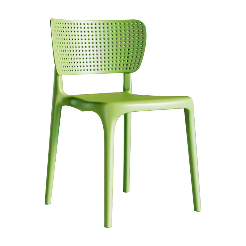 Silla lateral de plástico moderna para interiores y exteriores, silla de comedor con respaldo abierto sin brazos