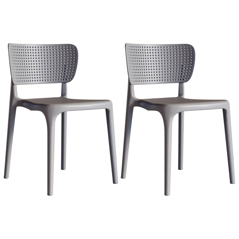 Silla lateral de plástico moderna para interiores y exteriores, silla de comedor con respaldo abierto sin brazos