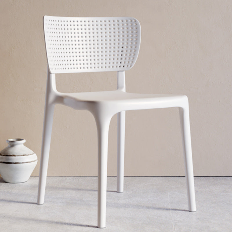 Chaise d'appoint en plastique intérieure et extérieure moderne, chaise de salle à manger à dossier ouvert sans accoudoirs