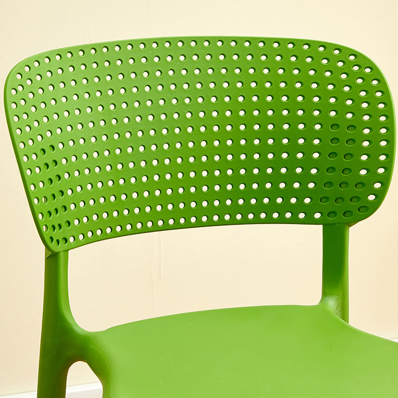 Silla lateral de plástico moderna para interiores y exteriores, silla de comedor con respaldo abierto sin brazos
