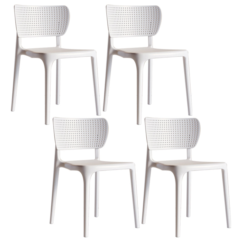 Silla lateral de plástico moderna para interiores y exteriores, silla de comedor con respaldo abierto sin brazos