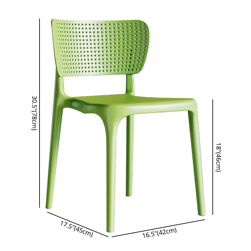 Silla lateral de plástico moderna para interiores y exteriores, silla de comedor con respaldo abierto sin brazos