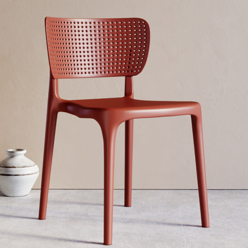 Silla lateral de plástico moderna para interiores y exteriores, silla de comedor con respaldo abierto sin brazos