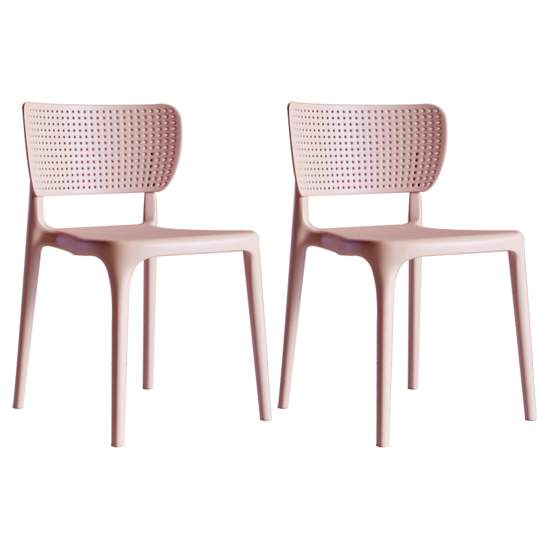 Silla lateral de plástico moderna para interiores y exteriores, silla de comedor con respaldo abierto sin brazos
