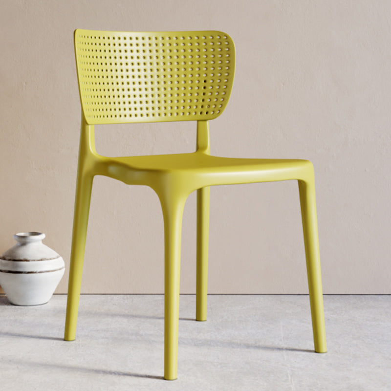 Chaise d'appoint en plastique intérieure et extérieure moderne, chaise de salle à manger à dossier ouvert sans accoudoirs