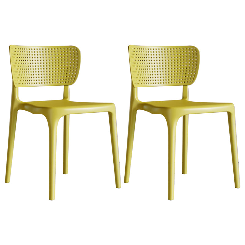 Silla lateral de plástico moderna para interiores y exteriores, silla de comedor con respaldo abierto sin brazos