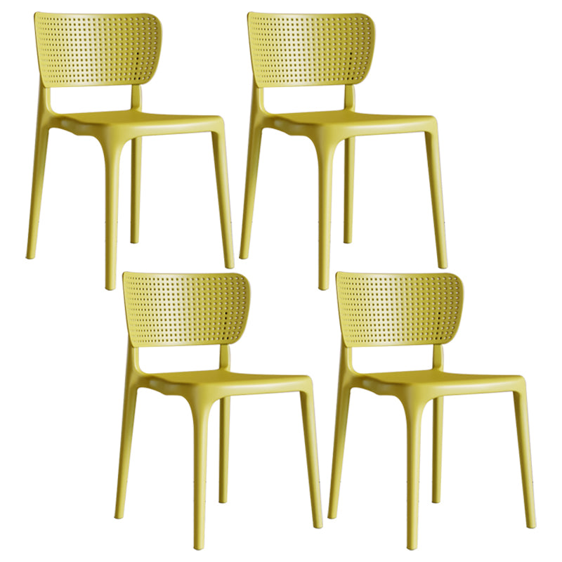 Silla lateral de plástico moderna para interiores y exteriores, silla de comedor con respaldo abierto sin brazos