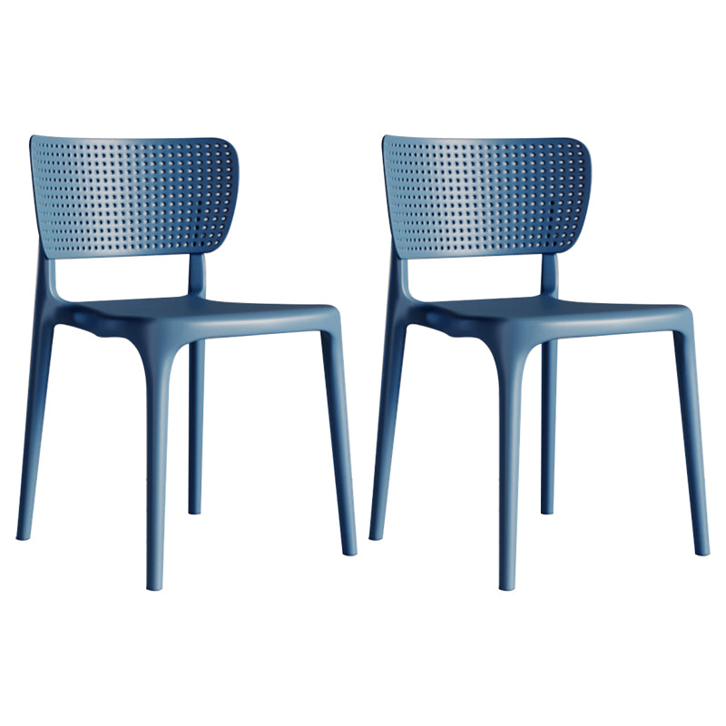 Silla lateral de plástico moderna para interiores y exteriores, silla de comedor con respaldo abierto sin brazos