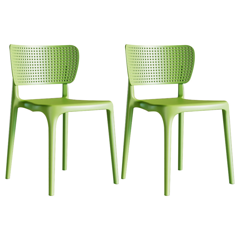 Silla lateral de plástico moderna para interiores y exteriores, silla de comedor con respaldo abierto sin brazos