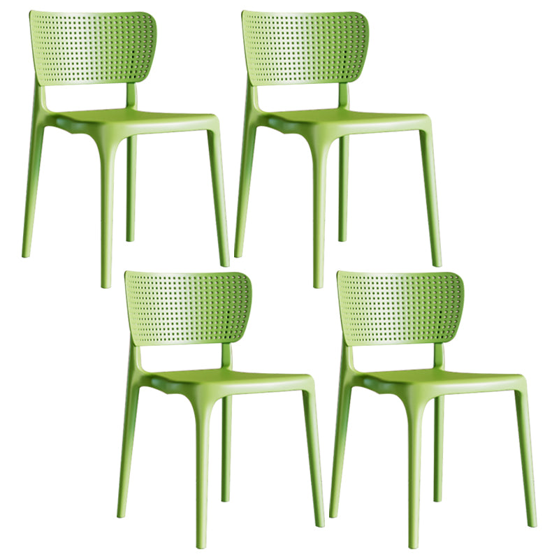 Silla lateral de plástico moderna para interiores y exteriores, silla de comedor con respaldo abierto sin brazos