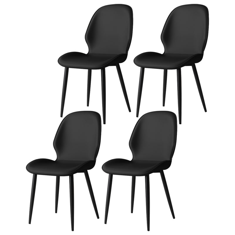 Silla lateral de cuero contemporánea para restaurante, acabado mate Parsons, silla de comedor