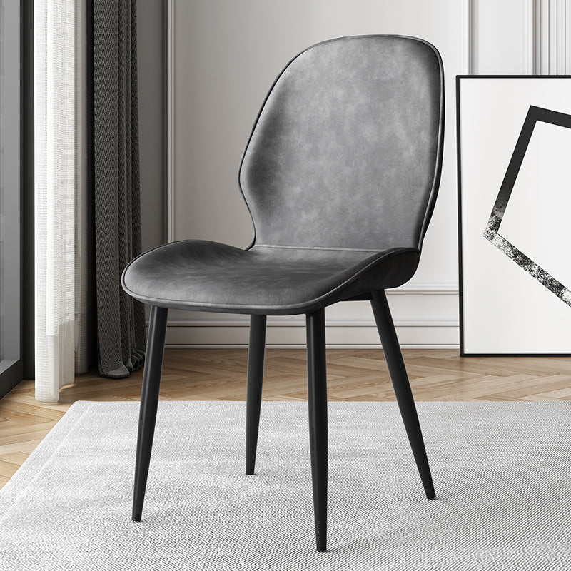 Silla lateral de cuero contemporánea para restaurante, acabado mate Parsons, silla de comedor