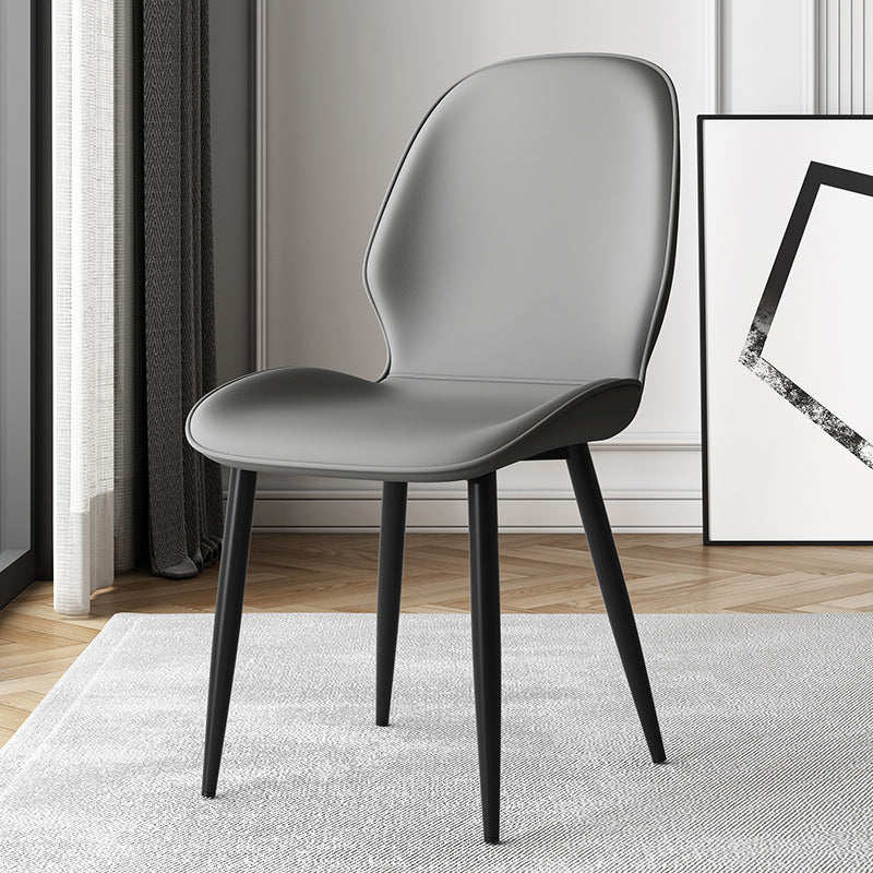 Silla lateral de cuero contemporánea para restaurante, acabado mate Parsons, silla de comedor