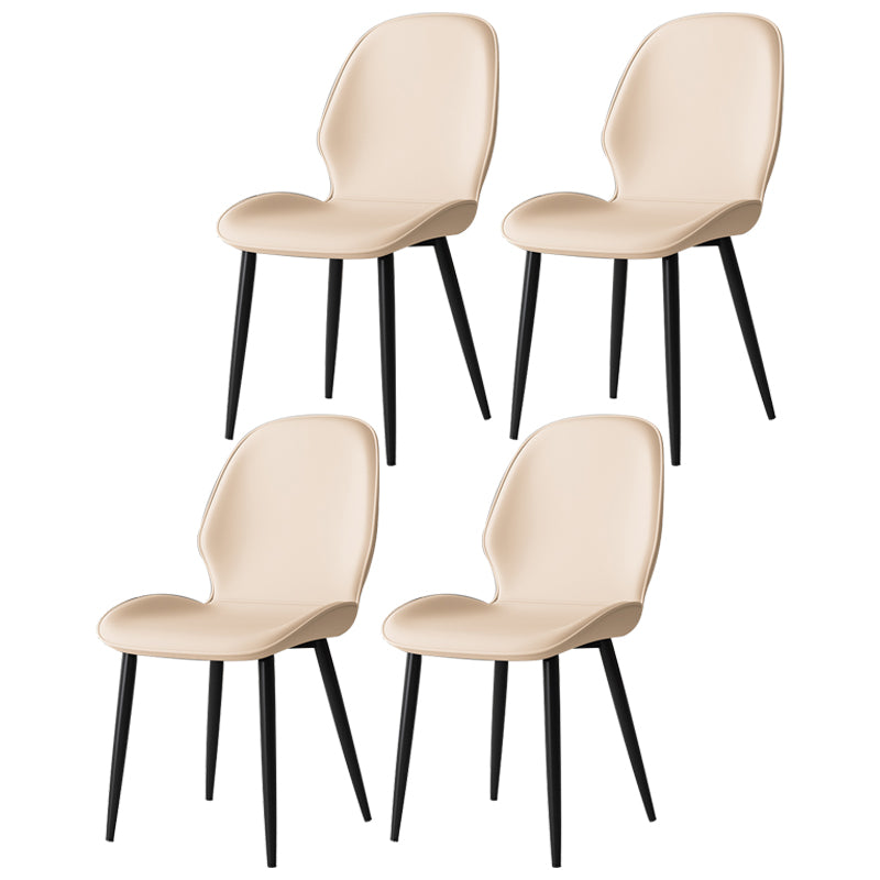 Silla lateral de cuero contemporánea para restaurante, acabado mate Parsons, silla de comedor
