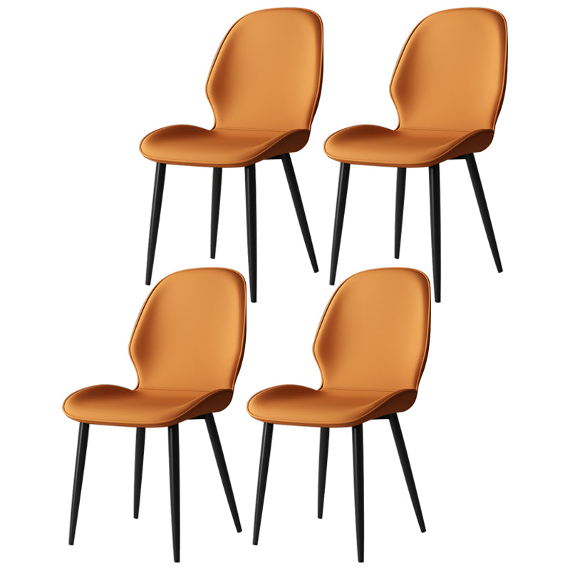 Silla lateral de cuero contemporánea para restaurante, acabado mate Parsons, silla de comedor
