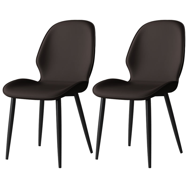 Silla lateral de cuero contemporánea para restaurante, acabado mate Parsons, silla de comedor