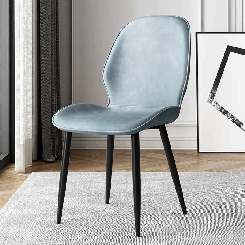 Silla lateral de cuero contemporánea para restaurante, acabado mate Parsons, silla de comedor